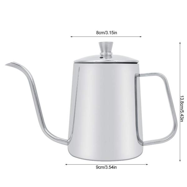 550ml Stainless Steel Coffee Pot Long Mouth Steel Coffee Kettle With Lid