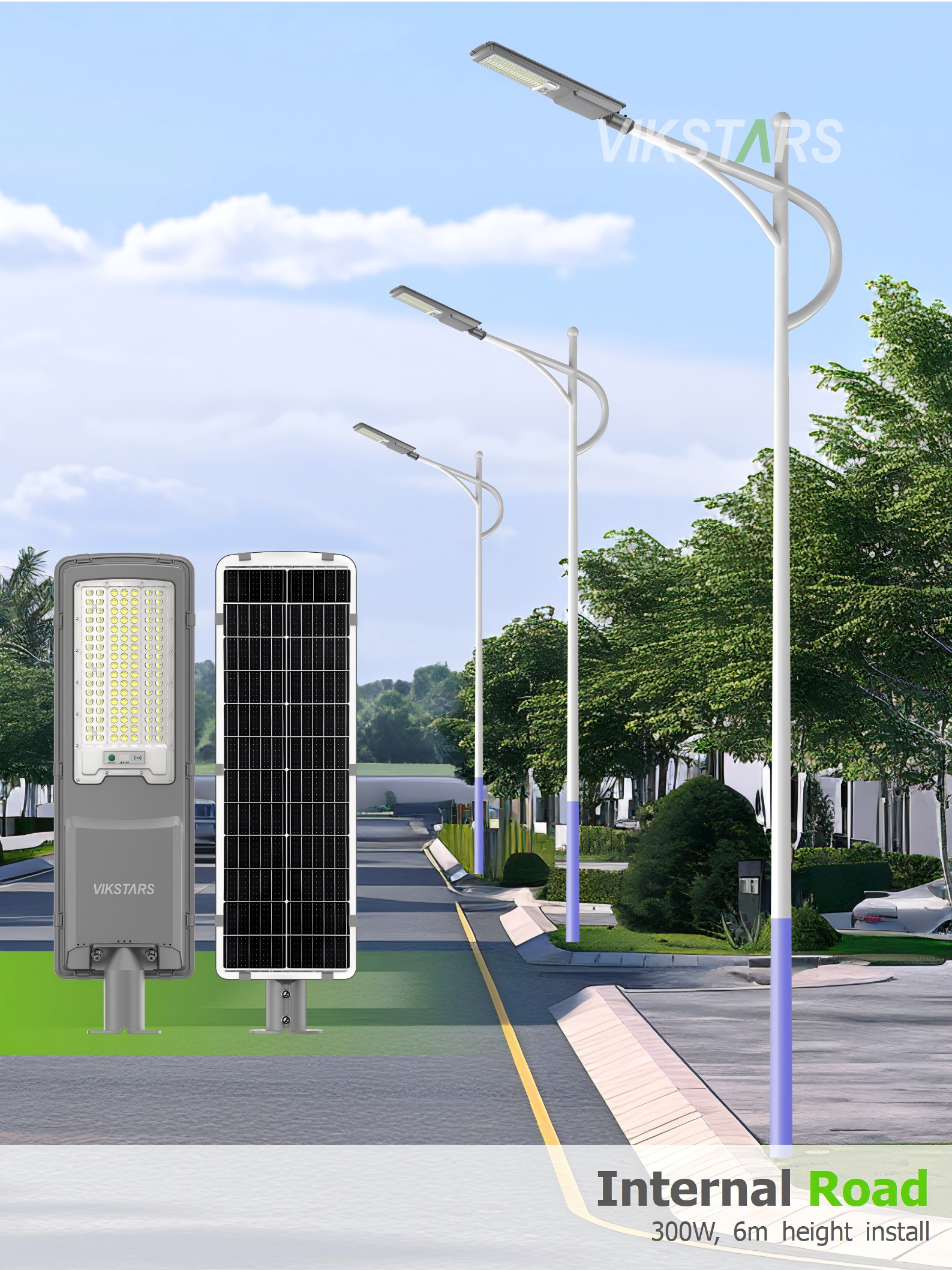 Outdoor Integrated Solar Street Lights Outdoor 200w 300w Lamp for Road With Light Sensor Remote Control Pole