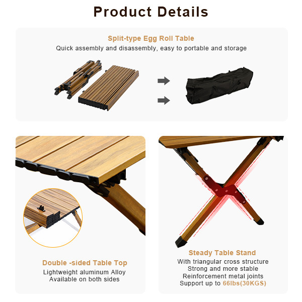 Aluminum Portable Lightweight Table For Camping Camping Folding Roll Up Table Lightweight
