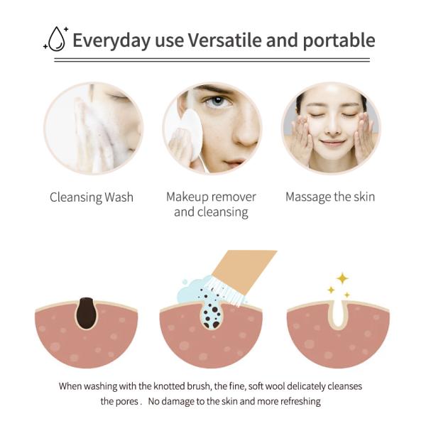 Wooden Handle Facial Cleaning Brush Makeup Remover Brush With Super Soft Goat Bristle