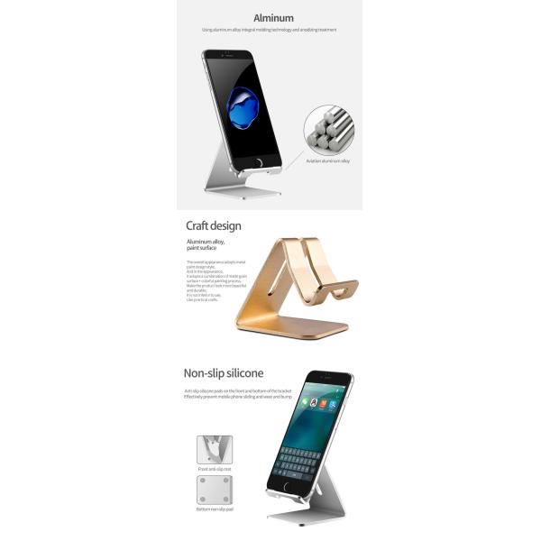 Aluminum Smart Phone Holder With Non Slip Silicone Pad