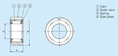 B206 Series Backstop Cam Clutch 25 To 42 Mm Width 1 Way Clutch Light Weight Drawn Cup Needle Roller Clutch