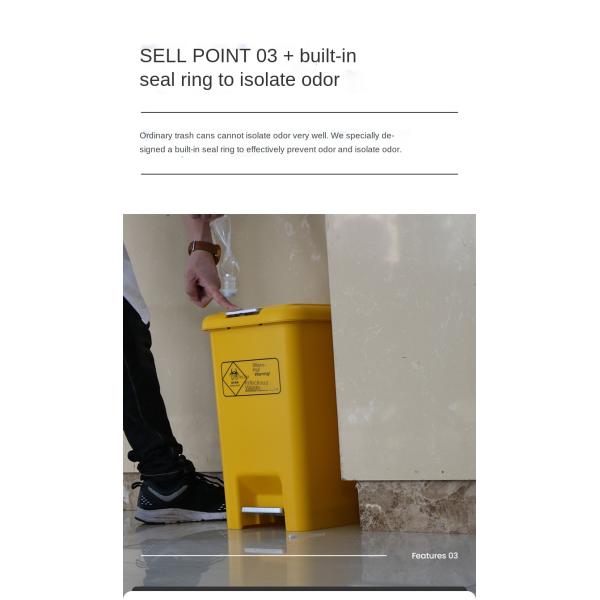 Yellow Hazardous Substance Shake Lid Hospital Sharps Box Medical Waste Trash Can Waste Storage Box