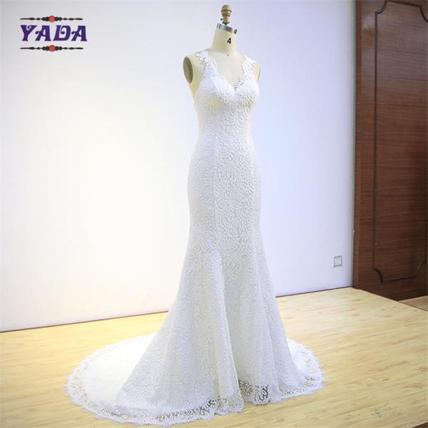 Women slim fit v neck alibaba lace sexy bridal mermaid dress patterns wedding dresses China