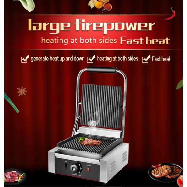 Commercial Electric Grilled Sandwich Panini Maker with Upper Grill Size 215*215mm