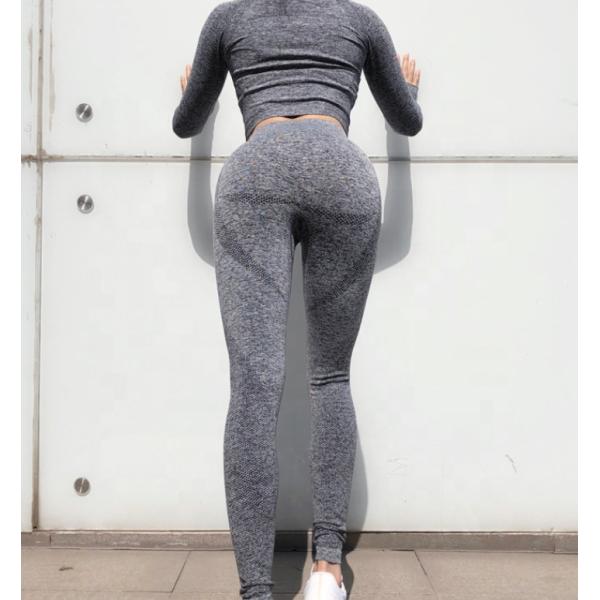 Knitted Seamless Nylon Sportswear Tracksuits Women Long Sleeve Crop Top