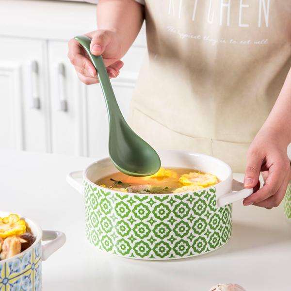 Round Creative Soup Pot Ceramic Pot Multifunctional Household Soup Pot Cutlery Ceramic Soup Pot And Bowl Set Double Handles Compatible With Induction