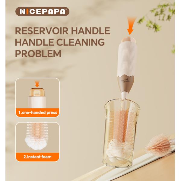 Easy Operation Liquid Storage Foam Patent Food Grade Silicone nipple Brush Bottle or Baby Products Special