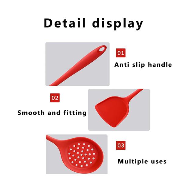 Kitchen Cooking Utensils Set, 6 Pcs Non-Stick Silicone Cooking Kitchen Utensils Spatula Silicone Handle Silicone Kitchen