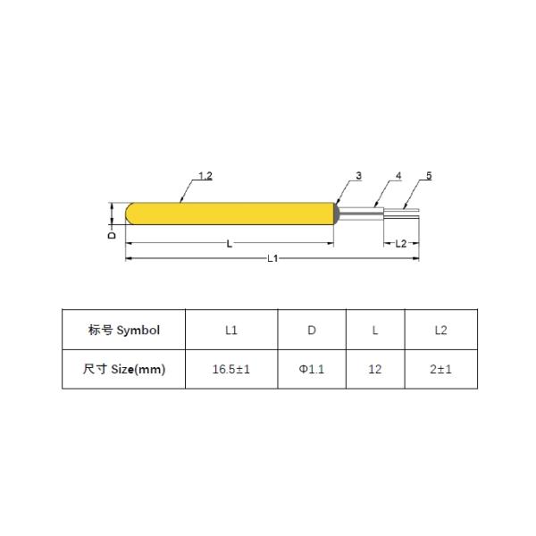 Gold Plated Stainless Steel Tube 10K NTC Thermistor