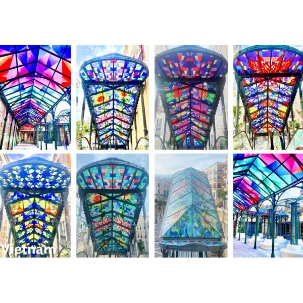 6+6/8+8mm Thickness Decorative Glass Customized Size Shape For Canopy Overpass Roof