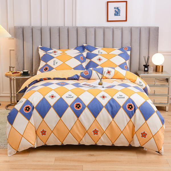 White 4 Piece 100% Cotton Quilt Bedding Set Customized Color Comforter Bed Sheet Set