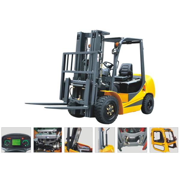 2500kg Four Wheel Forklift Gas Powered With Three Stage Mast Lift Height 6m