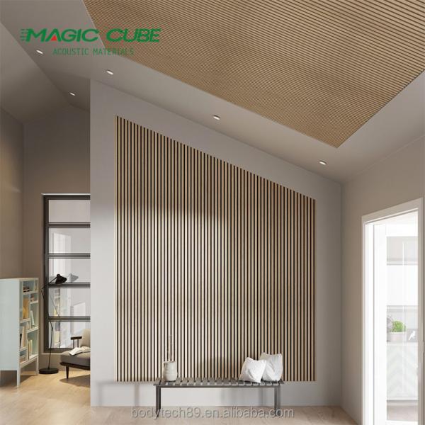 Polyester Thickness 9mm/12mm Akupanel Wood Acoustic Slat Wall Panel for Apartments