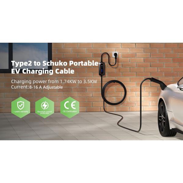 3.3KW 16A Portable EV Charger Type 2 IEC 62196 Type 1 SAE J1772 GBT EV Charger