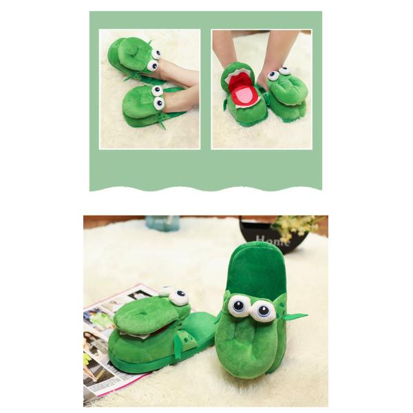 Y-Z Women Fluffy Fuzzy crocodile Winter Thick Sole Nonslip Plush Cartoon Animal Cute Funny House Indoor slippers