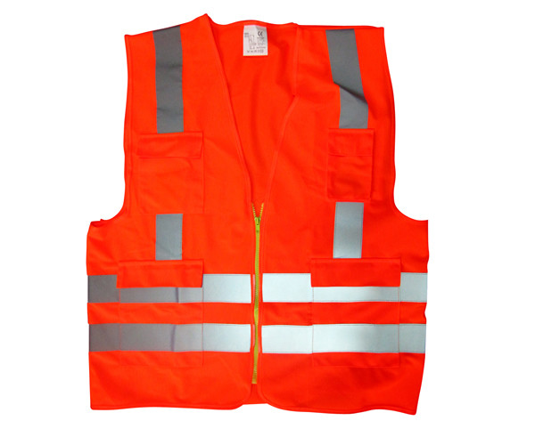 Four Pockets Polyester Safety 80g 100g 120g Vest Red Hi Vis Vest