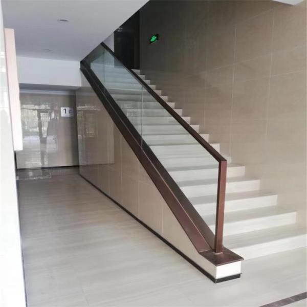 Modern Hotel Aluminium Glass Stair Handrail Wrought Iron Railings For Outside Steps