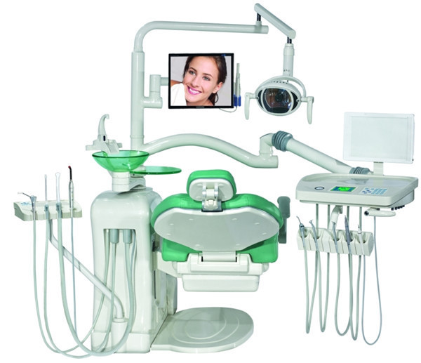 Environmental Leather Dental Chair Unit With Low Mounted LCD Function Display