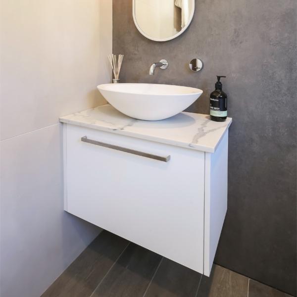 Mini Wooden White Plain Melamine Bathroom Vanity Units Cabinets Wall Mounted Set Marble