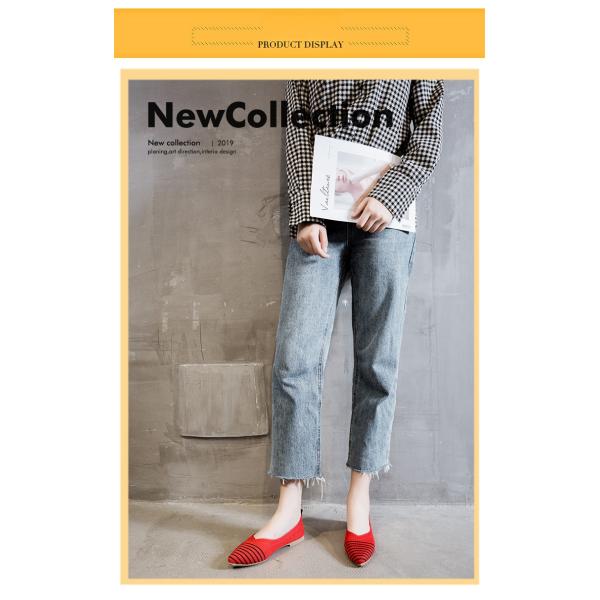 Knitted Pointed Flat Bottomed Daily All Match Women'S Loafers Lady Shoes Women Flats Shoes