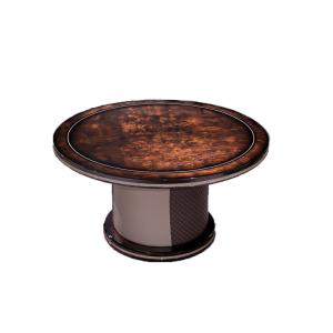 China Royal Design Round Turntable Dining Table Burl Veneer Marble Tabletop on sale