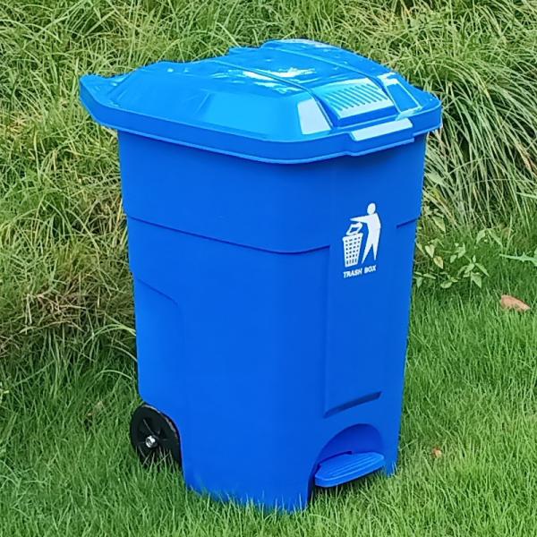 Outdoor 70L Kitchen Household Foot Trashcan Large Wheel Thickened Sanitation Bin Wheelie Bins with Lid
