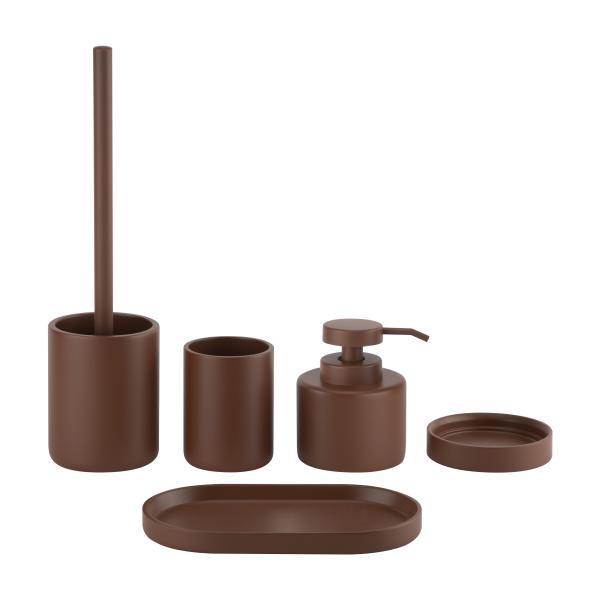 Polyresin Bathroom Accessories Set Classic Round Shape With Matched Color Pump Head Modern Bath Accessories