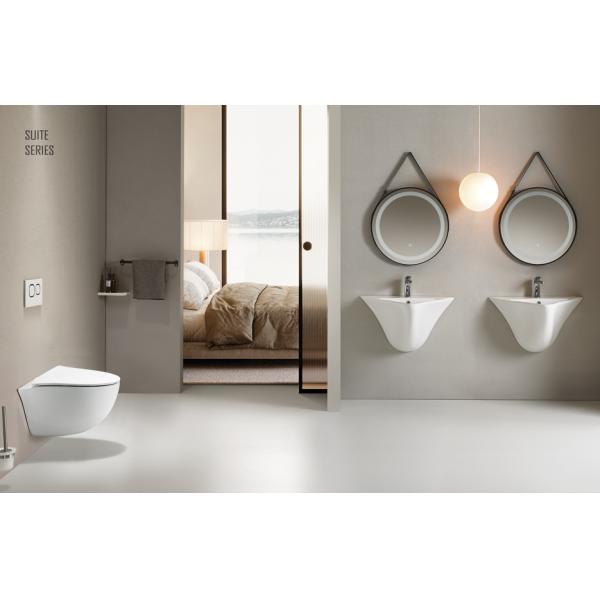 Modern Bathrooms Ceramic Wall Hung Basin Functional With Easy Clean Glaze
