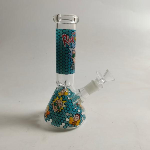 Ice Hookah Glass Smoking Pipe 7mm Glass Beaker With Luminous Decals 12Inch