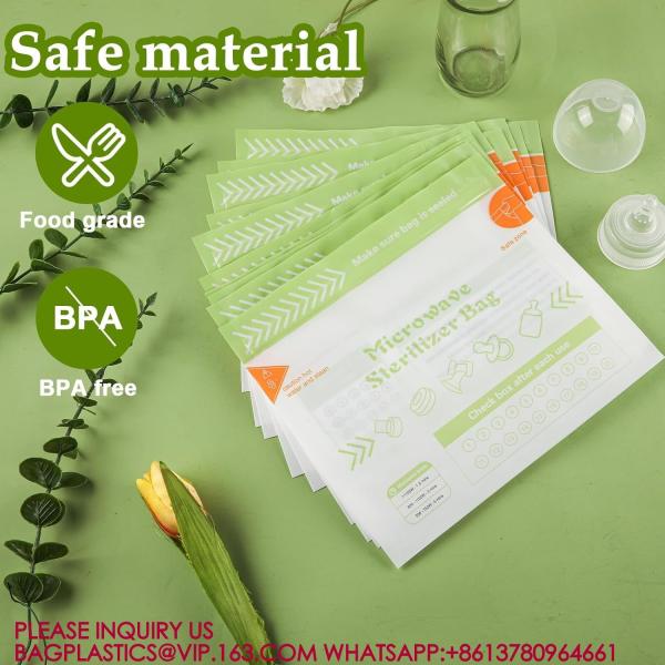 Microwave Steam Sterilizer Bags, Baby Bottle Cleaning Bag Sterilizer Bags Breast Pump