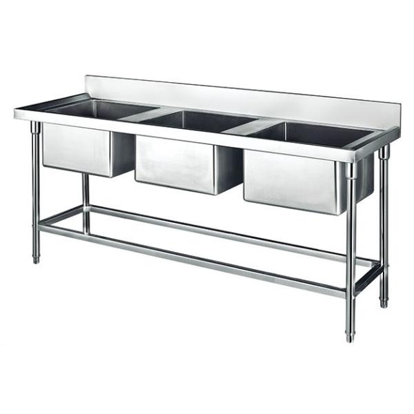 Commercial Stainless Steel Sink Three Bowl 1800*700*800+150mm Thick 1.2mm