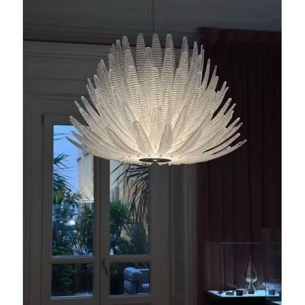 Luxury Post-Modern Light White Sand Handmade Glass Room Simple Atmosphere American Chandelier