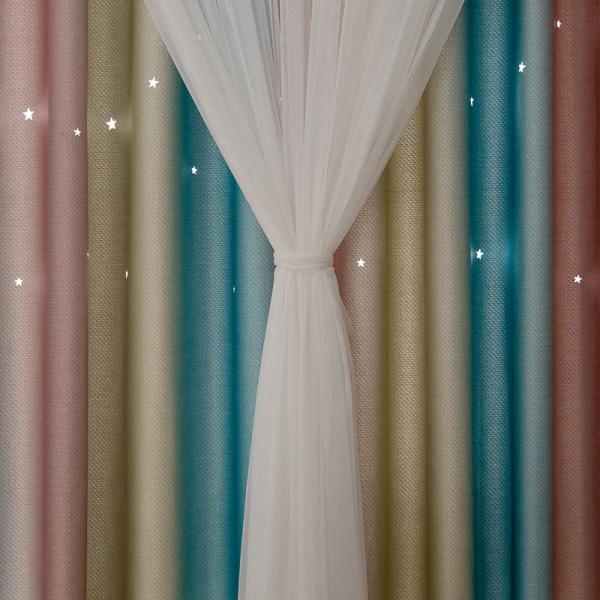 Linen Embroidered Sheer Panel Curtains 100% Polyester Blackout