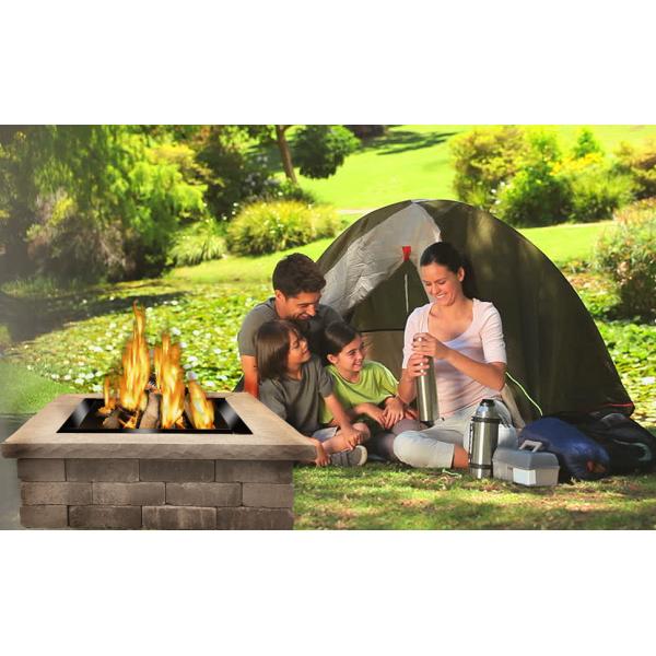 Heavy Duty Steel Square Fire Pit Insert Ring Liner 24" Inside 32" Outside Diameter for Outdoor Wood Burning Fireplace Camping