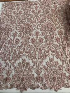 Quality Bridal Pearl Heavy Beaded Lace Fabric , Wedding Dress Beaded Embroidered Lace wholesale