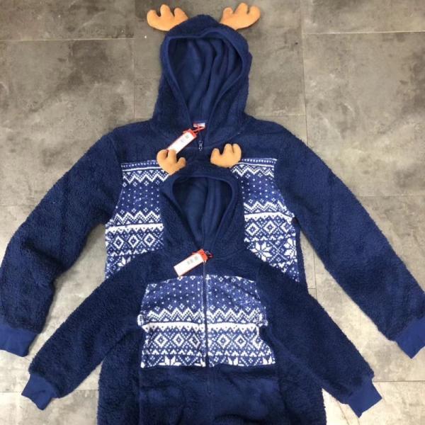 Cute Navy Baby Boy Fleece Romper 100% Polyester With Antler