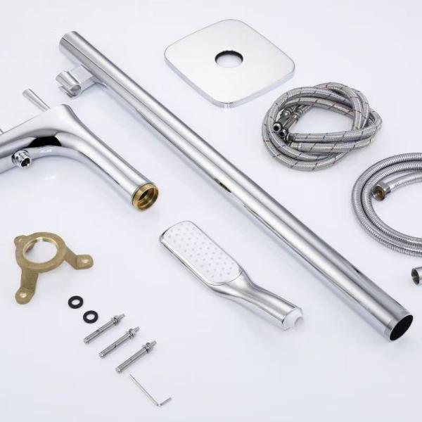 Modern Brass Chrome Bathtub Faucet Floor Mount Acrylic Clawfoot Tub