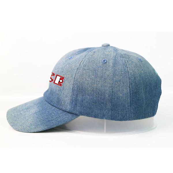 ACE Wash blue denim Customized curve brim silk printed logo baseball Hats Caps