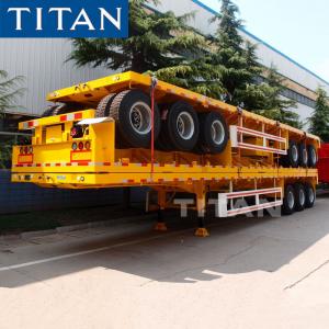 China TITAN tridem axle flat top high bed flatbed car trailers for sale on sale