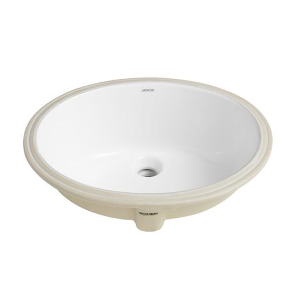 White Oval Under Counter Basin 528x415x234mm With Overflow