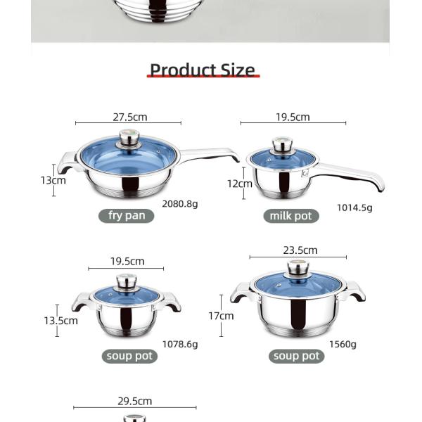 Multifunction Cooking Pots Stainless Steel Sets Cookware Pot And Pans Cookware Set With Thermometer