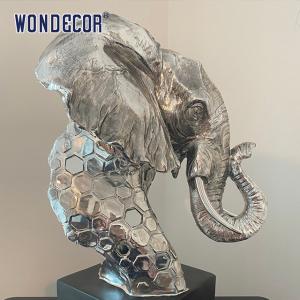 3D Elephant Head Sculpture Stainless Steel High Durability