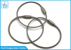 Quality Luggage Tag Wire Buckle Cable Loop Key Ring , Stainless Steel Wire Rope Keychain wholesale