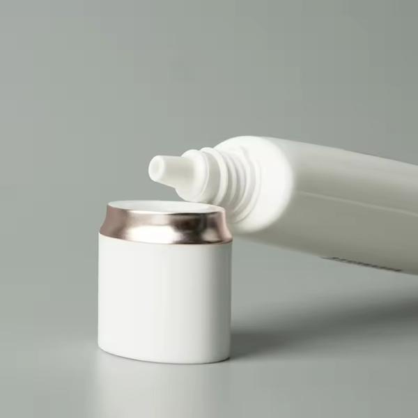 Oval BB Cream Tube Airless Squeeze Tube Containers 5ml - 200ml With Long Nozzle