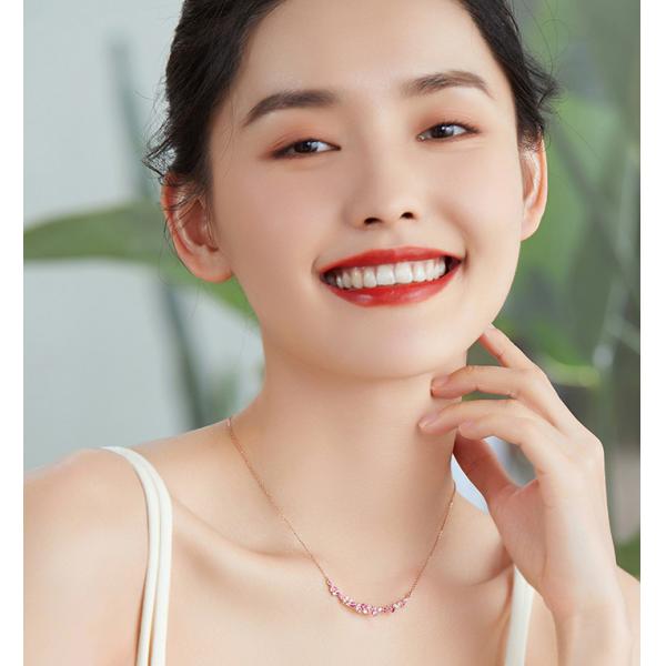 Girls 40cm Chain Sapphire Cluster Necklace 0.22ct Diamond Flower Cluster Pendant