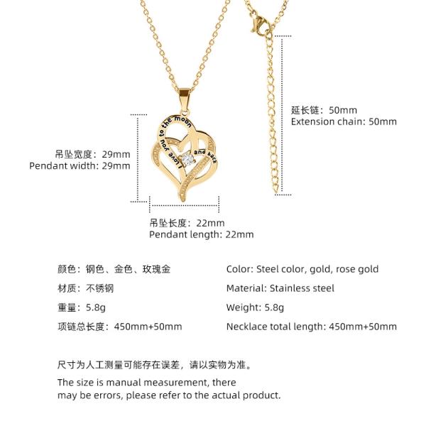 Stainless steel necklace women's heart titanium steel lettered pendant independent packaging cross chain wholesale