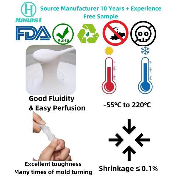 Platinum Cure Silicone Liquid Silicone Rubber RTV-2 Medical Grade Translucent High Strength High Temperature Resistance Jewelry Mold Making Sculpture