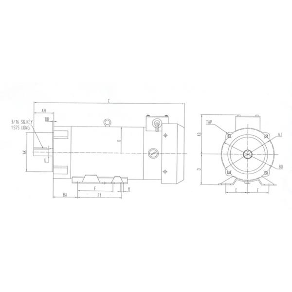 NEMA 145TC Frame Motor TEFC TENV 90V 180V 1 Hp 2hp 3hp DC Motor 1750rpm