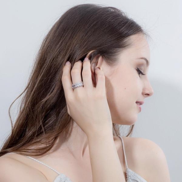 CZ Zircon Crystal Ring Cross Silver Ring for Women Wedding Trendy Ring Jewelry with 925 Stamp CZ Stone Ring